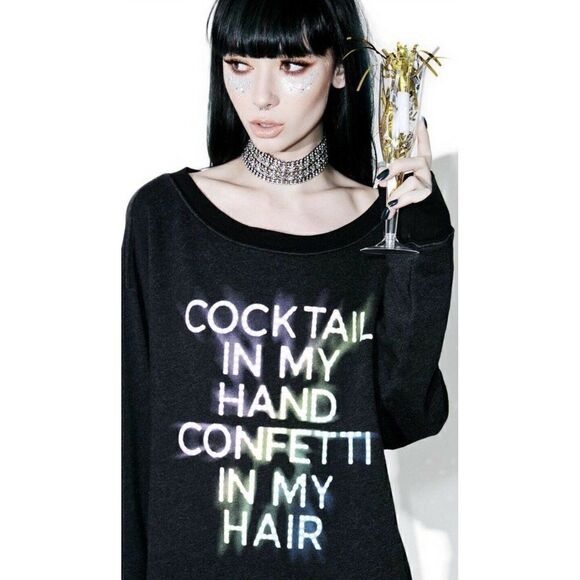 NEW Wildfox Sz S Jumper Sweatshirt Sweater Baggy Beach Confetti & Cocktails BBJ - Picture 3 of 8